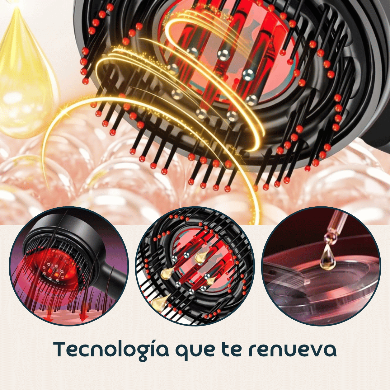 CEPILLO MASAJEADOR CON TERAPIA DE LUZ
